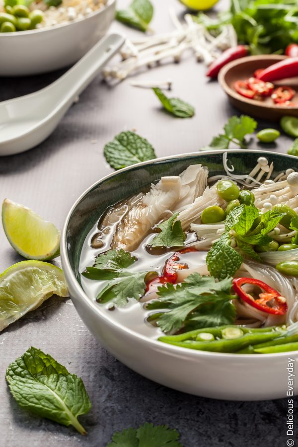 vegan pho being served