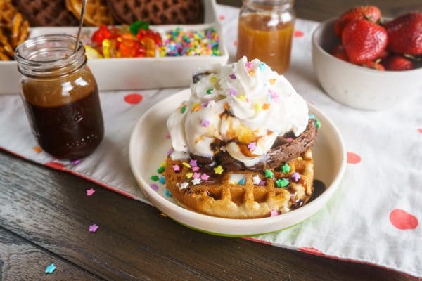 making a waffle sundae