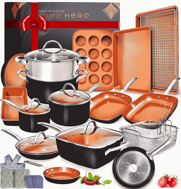 Kitchen Pots and Pans Set Nonstick Induction Cookware Sets -23pc - HomeHero