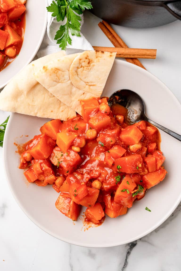 Moroccan Butternut Squash Stew with Chickpeas - Oh My Veggies