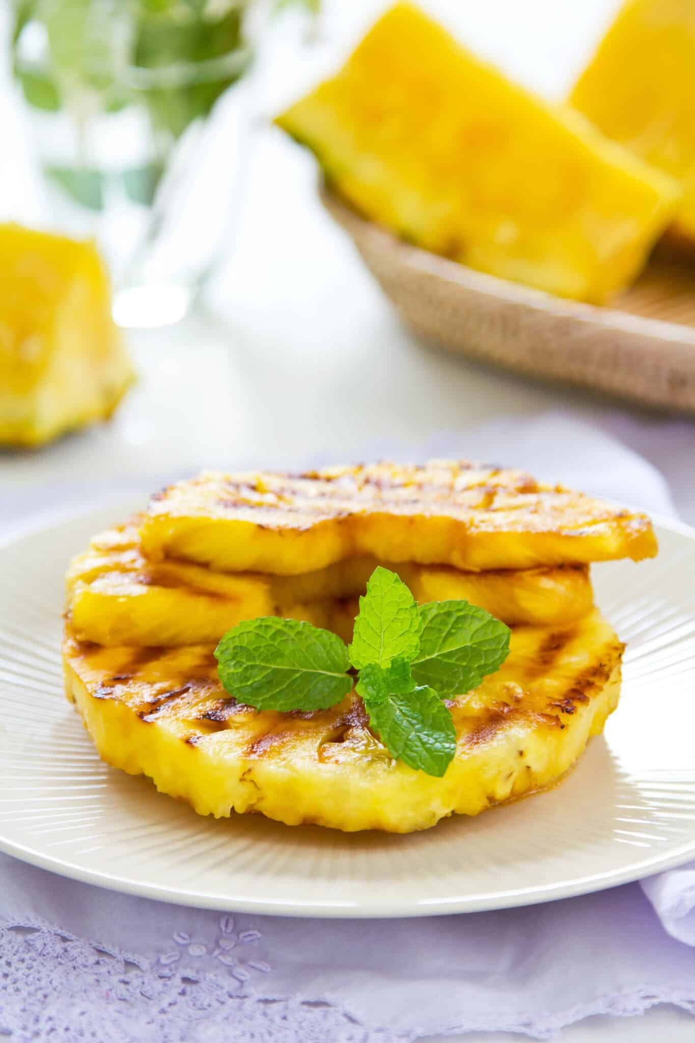 grilled pineapple with mint