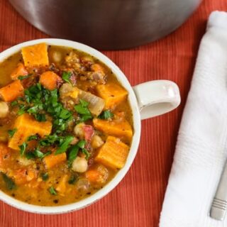 Chunky Sweet Potato Bisque in a bowl