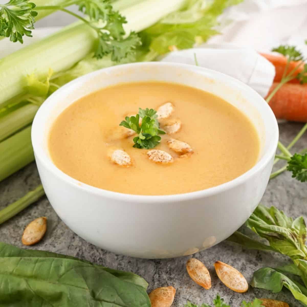 Copycat Panera Autumn Squash Soup in a bowl