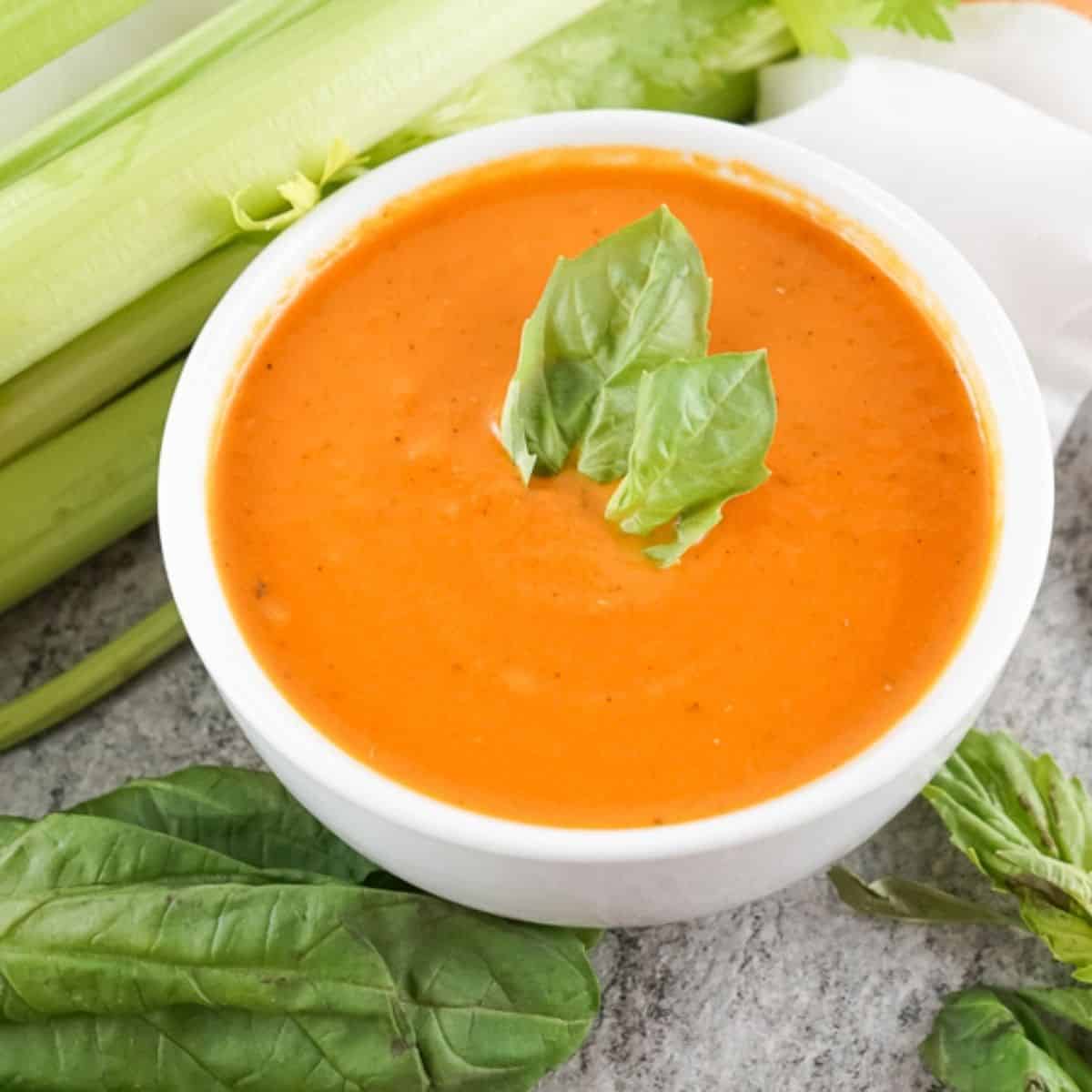 Copycat Panera Tomato Soup in a bowl