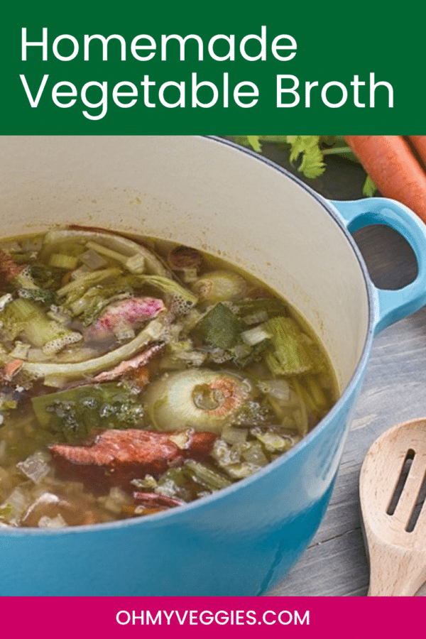 How to make homemade vegetable broth from kitchen scraps - Pinterest pin