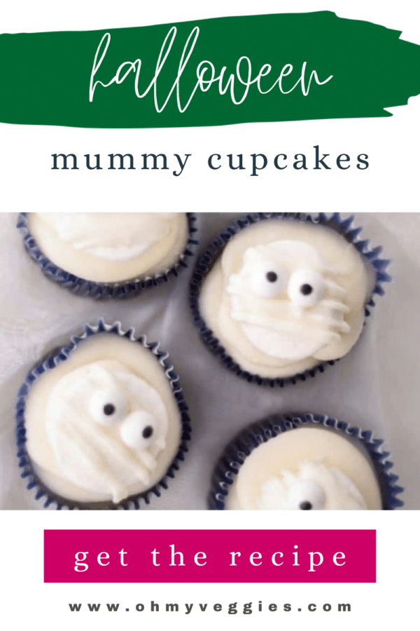 Halloween mummy cupcakes Pinterest pin