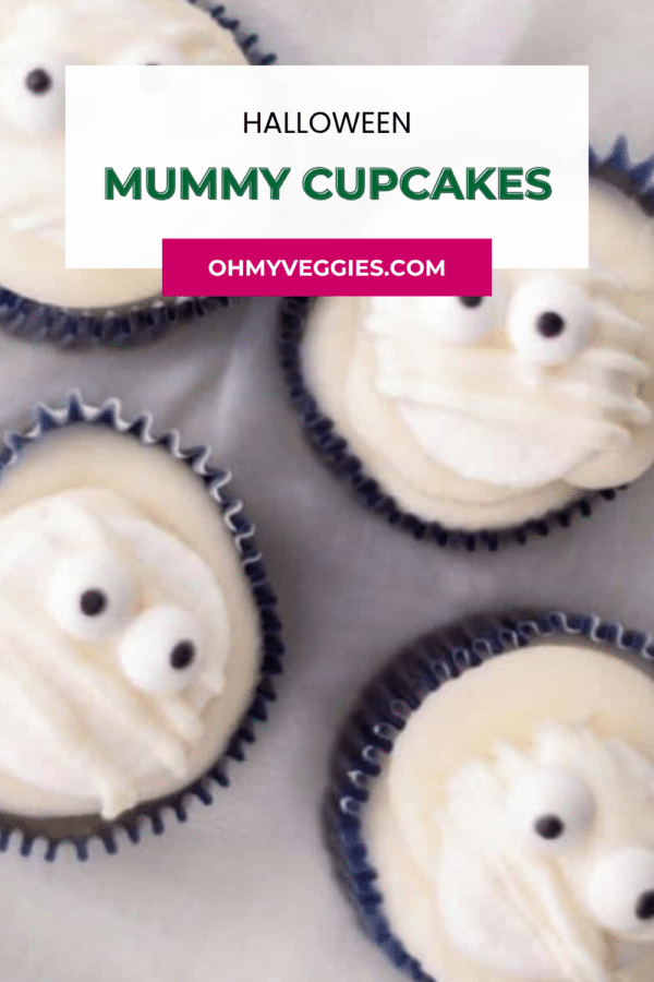 Mummy cupcakes for Halloween Pinterest pin