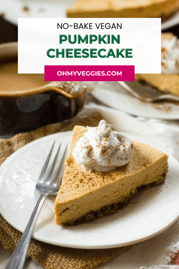 No-bake vegan pumpkin cheesecake slice Pinterest graphic
