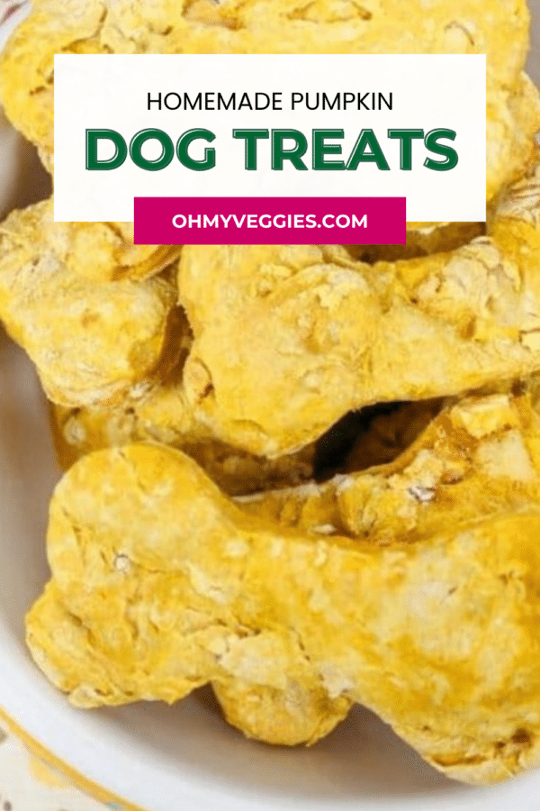 Homemade pumpkin dog treats pin with crunchy dog bones