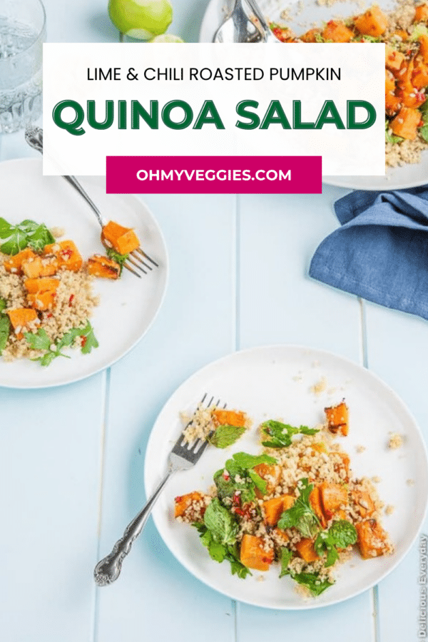Lime and chili roasted pumpkin quinoa salad Pinterest graphic