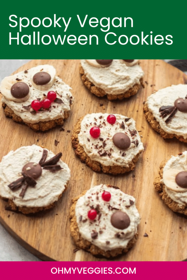 Spooky vegan Halloween cookies with cashew frosting Pinterest pin