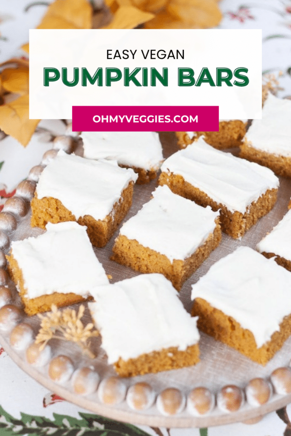 Easy vegan pumpkin bars with cream cheese frosting, Pinterest graphic