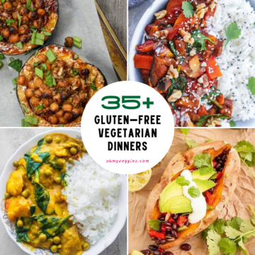35+ gluten-free vegetarian dinners: stuffed acorn squash, eggplant butternut squash curry, potato curry and loaded sweet potato