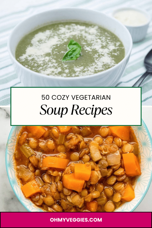 50 cozy vegetarian soup recipes including broccoli Parmesan soup and Greek lentil soup