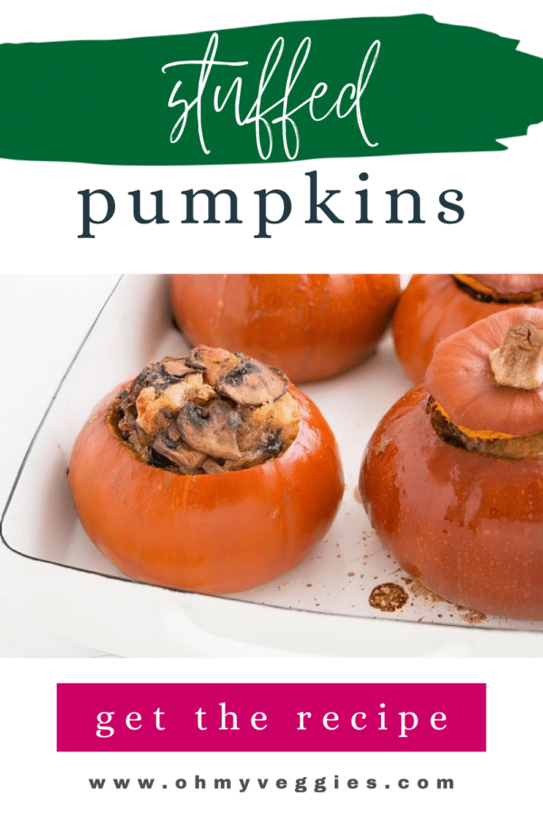 Stuffed pumpkins with spinach, mushrooms and cheese Pinterest graphic